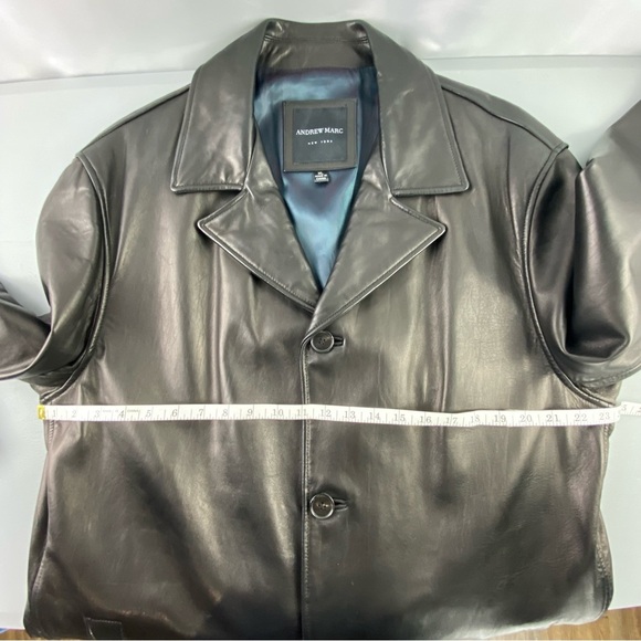 Andrew Marc Men's Black Leather Button Front Blazer Jacket Coat XL - Picture 10 of 16